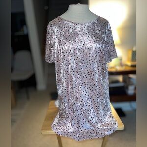 LC Lauren Conrad White and Red Velour Roses Keyhole Back XL